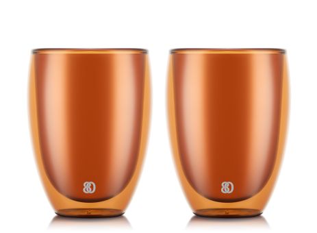 Bodum 2 teiliges Glas-Set für Kaffee oder Tee 0,35 L Pavina Translucent red 