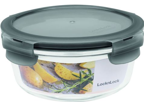 Lock & Lock Frischhaltebox Ofenglas rund 650 ml Deckel grau Ø 155x75 mm 
